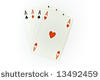 Four aces of cards isolated on white background