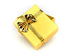 Shining gold gift box isolated on white