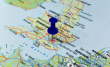 Blue pin pointing on london in map